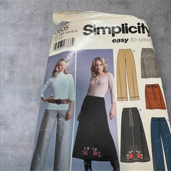 Simplicity 0605 Womens Easy-To-Sew Pants & Skirts Pattern Size 6-12 HH - Picture 1 of 3